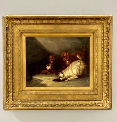 19th Century Oil on Canvas, 'Dogs Ratting' attributed to Edward Armfield,