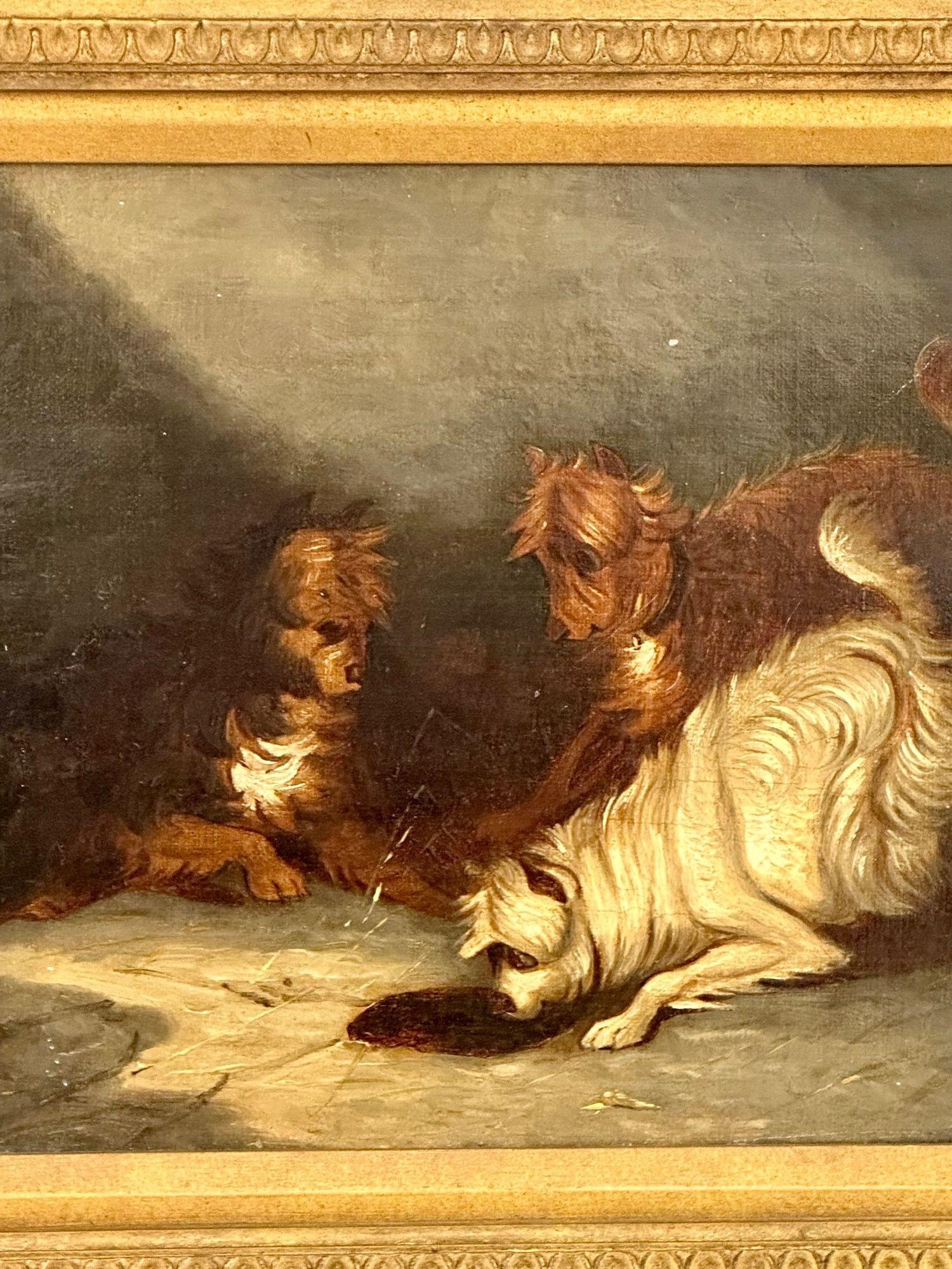 19th Century Oil on Canvas, 'Dogs Ratting' attributed to Edward Armfield, In Good Condition In Stamford, CT