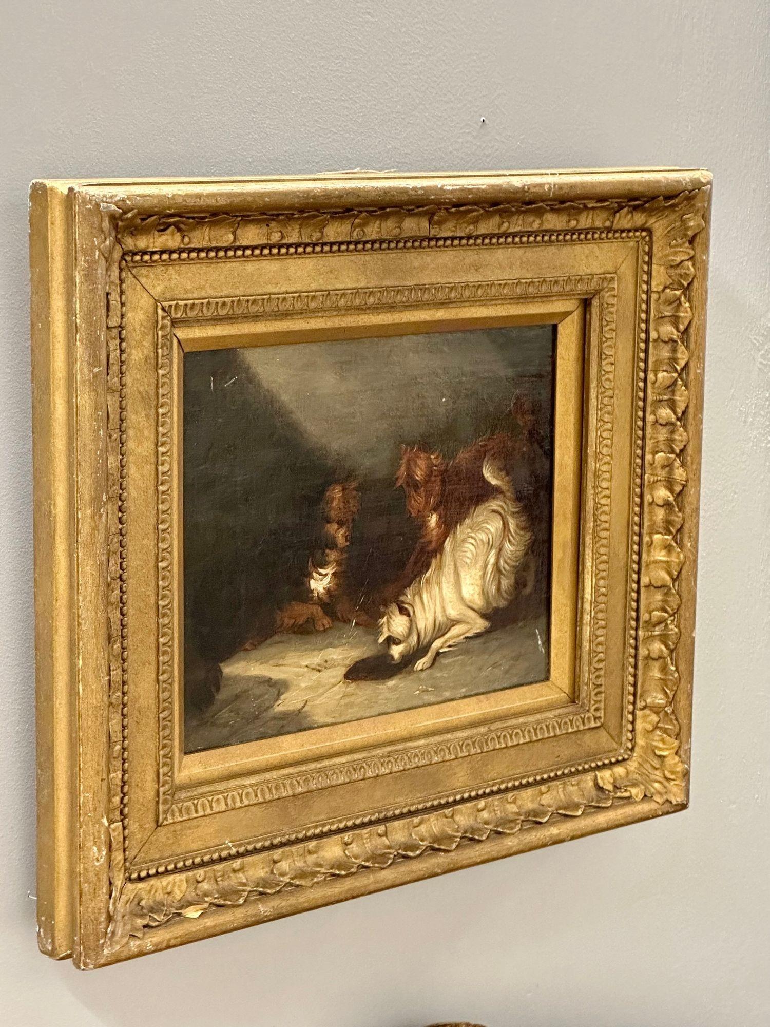 19th Century Oil on Canvas, 'Dogs Ratting' attributed to Edward Armfield, 4