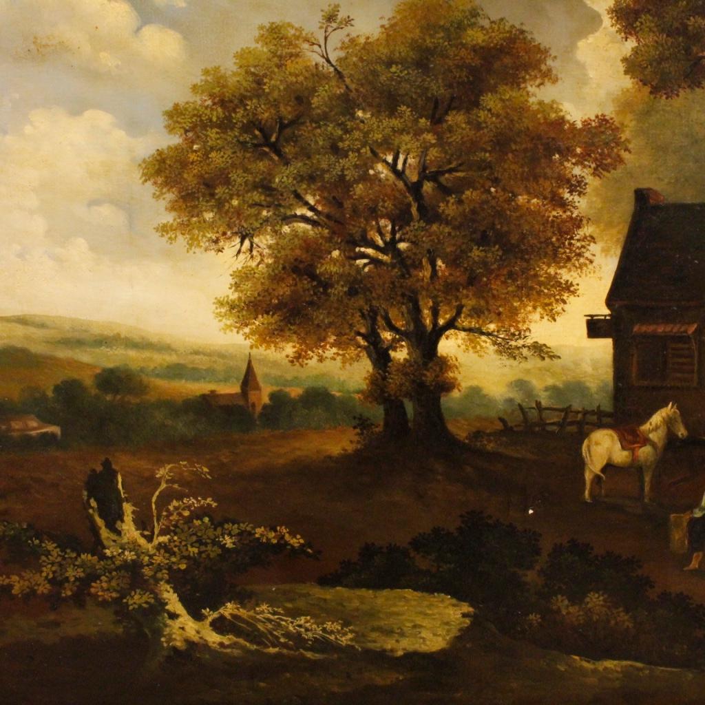 19th Century Oil on Canvas Dutch Signed Landscape Painting, 1880 1