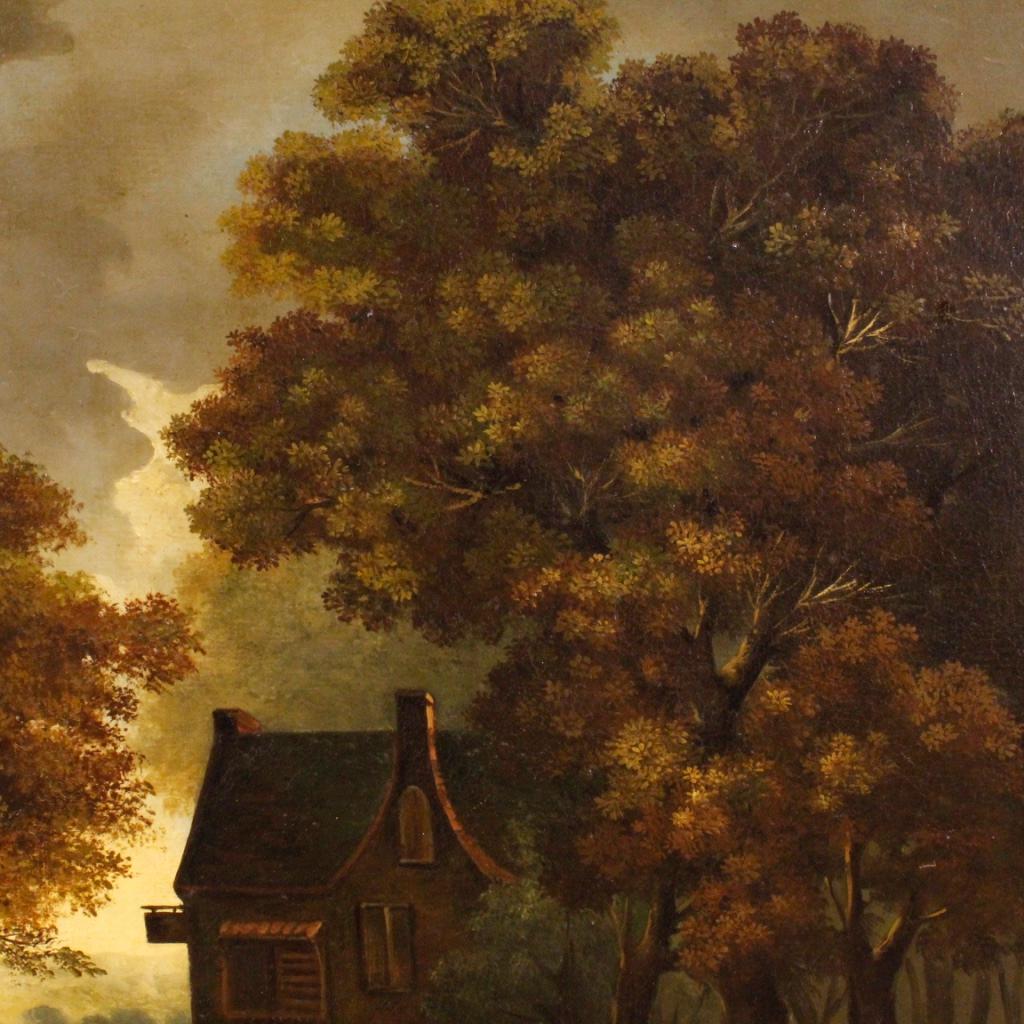 19th Century Oil on Canvas Dutch Signed Landscape Painting, 1880 2