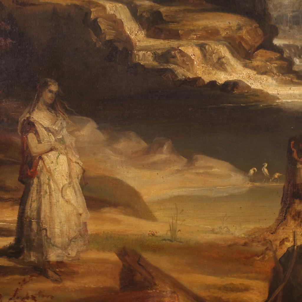 Peinture à l'huile sur toile hollandaise du 19ème siècle, représentant un paysage, 1880 2