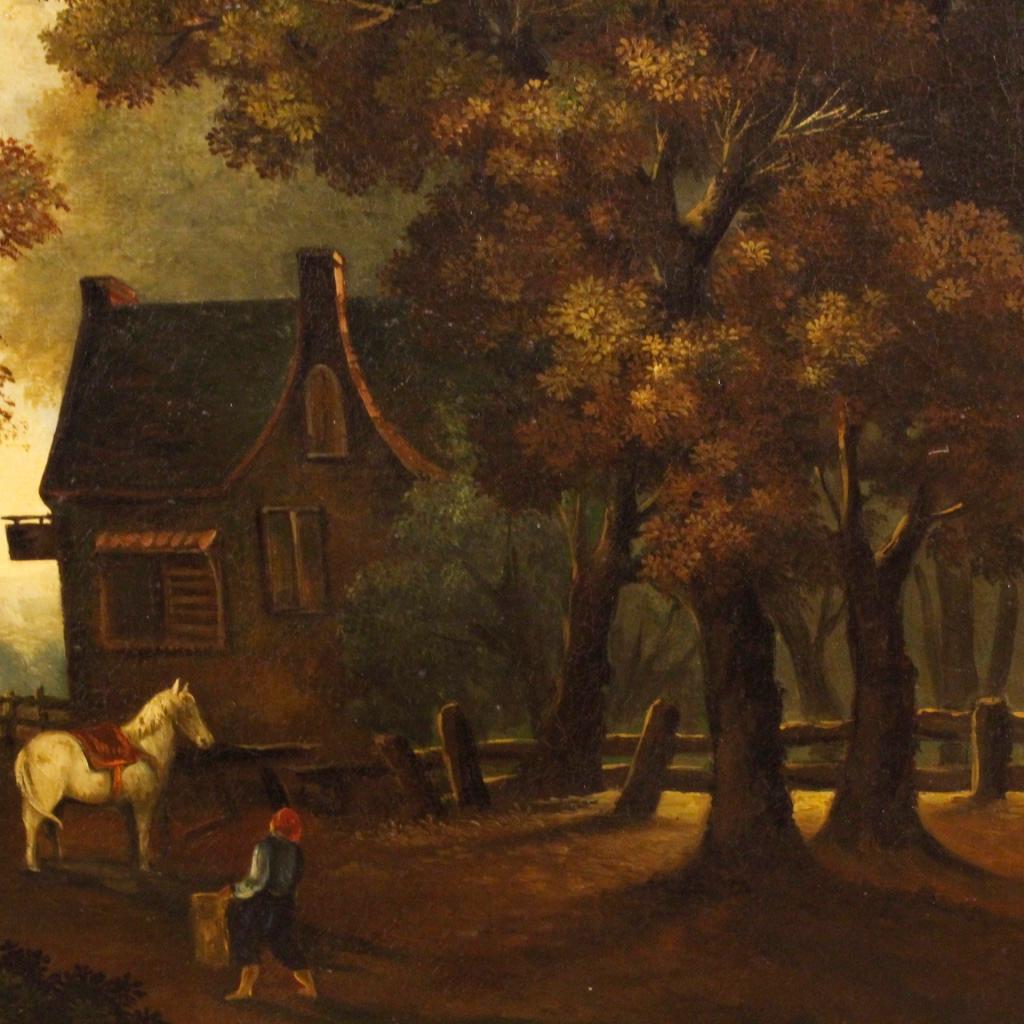 19th Century Oil on Canvas Dutch Signed Landscape Painting, 1880 5