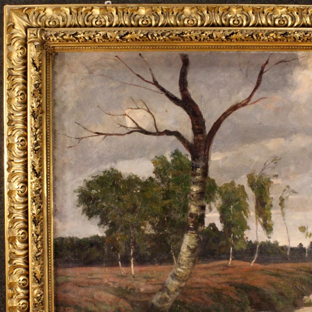 19th Century Oil on Canvas Dutch Signed Landscape Painting, 1880 6