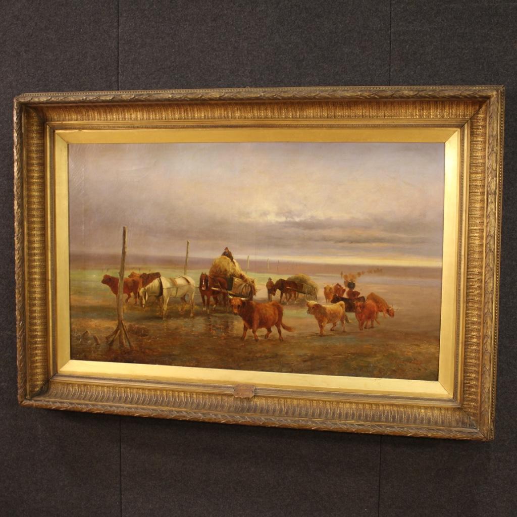 19th Century Oil on Canvas English Painting Landscape Signed and Dated, 1889 6