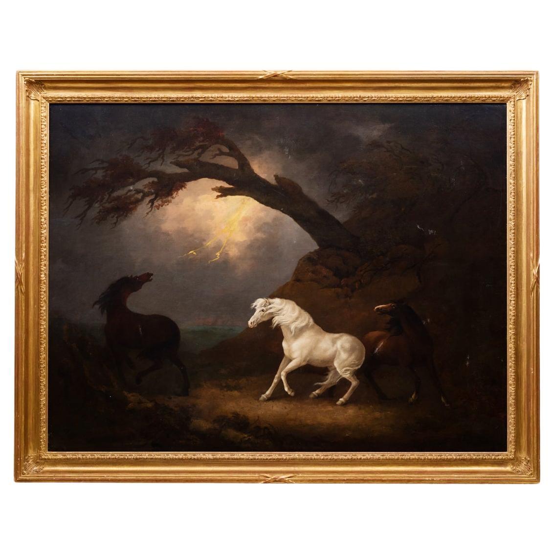 Pittura equestre su tela del XIX secolo
