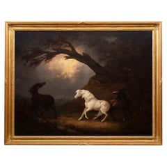 Vintage 19th Century Oil On Canvas Equestrian Scene by George Armfield