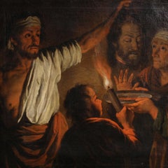 19th Century Oil on Canvas Flemish Painting Salome with the Head of St. John