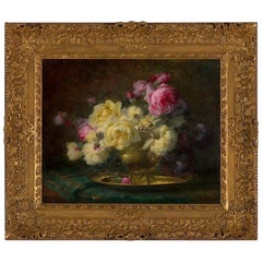 IXe siècle, Huile sur toile, peinture de fleurs, André Benoît Perrachon