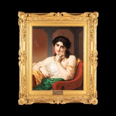 19th Century Oil on Canvas Framed Painting of a Daydreaming Woman by Coomans