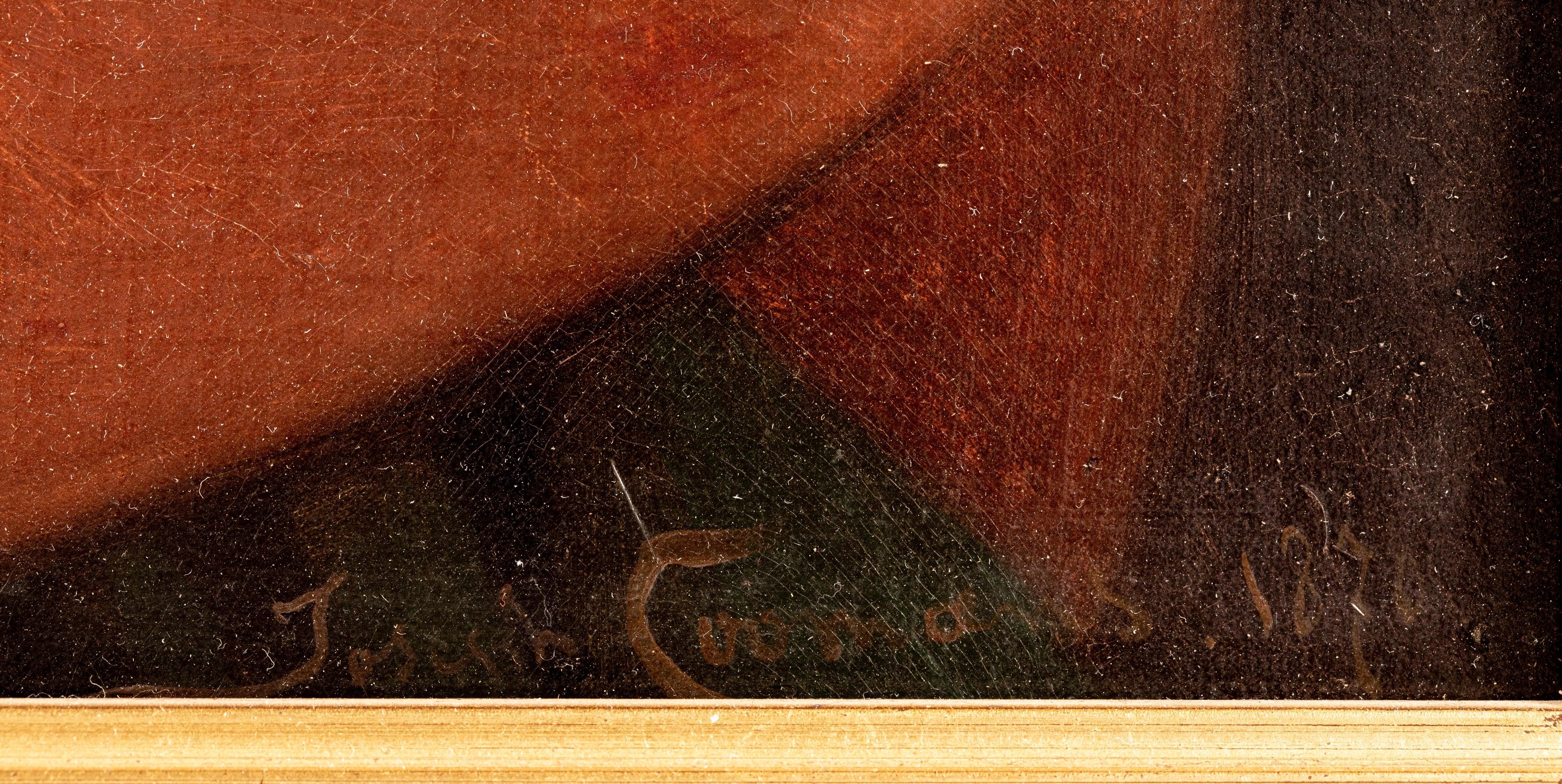 19. Jahrhundert, Öl auf Leinwand, gerahmtes Gemälde einer Tagträumerin von Coomans im Angebot 1