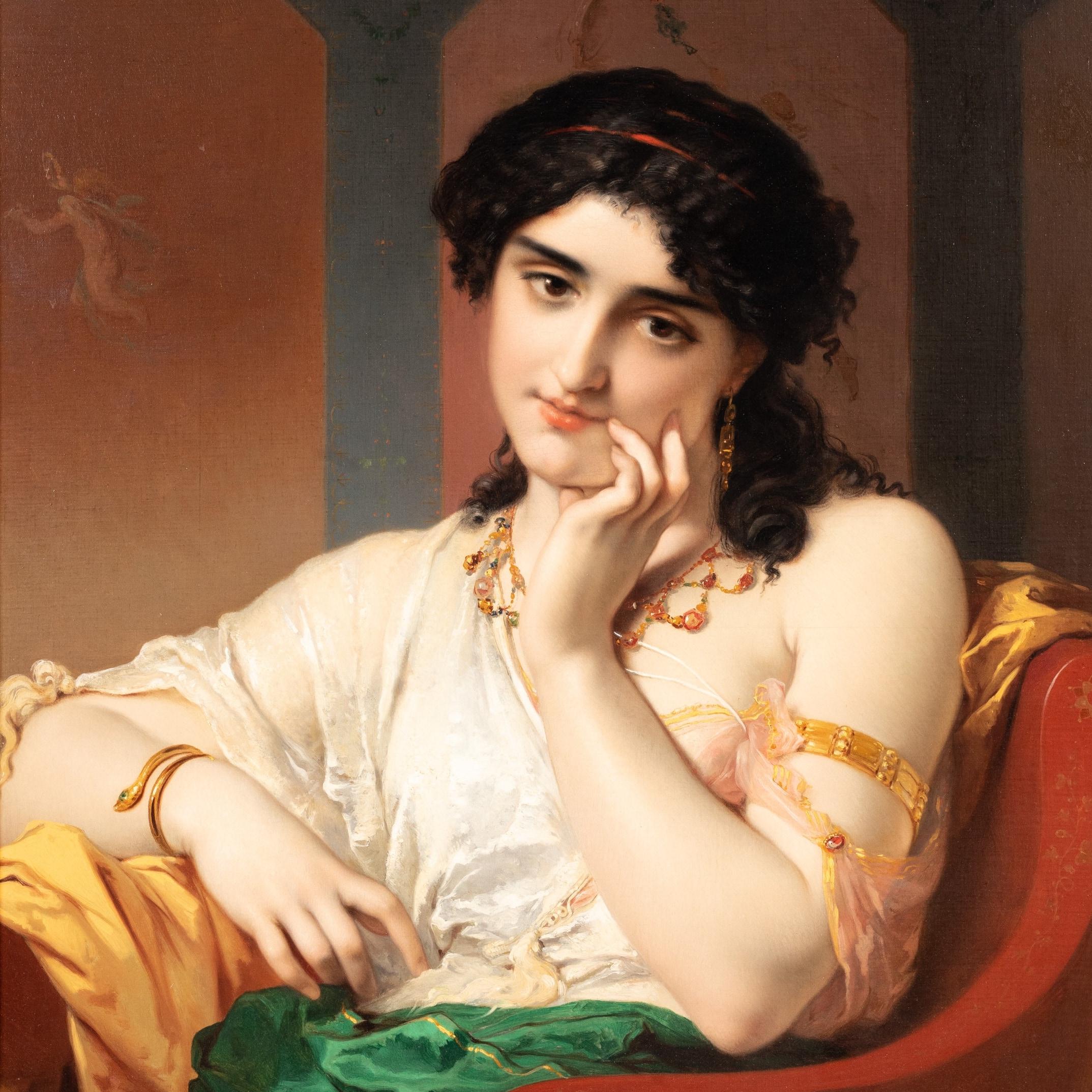 19. Jahrhundert, Öl auf Leinwand, gerahmtes Gemälde einer Tagträumerin von Coomans im Angebot 2