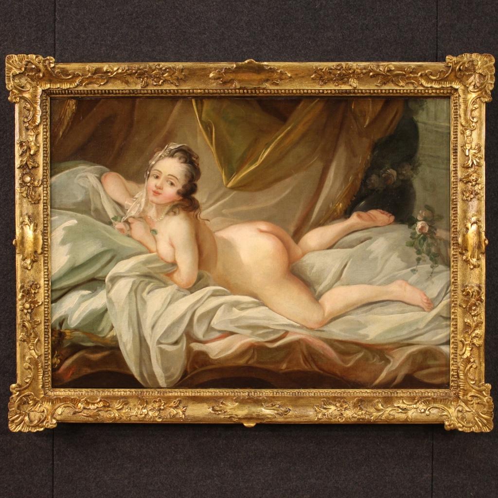 19th Century Oil on Canvas French Antique Female Nude Painting, 1820 4