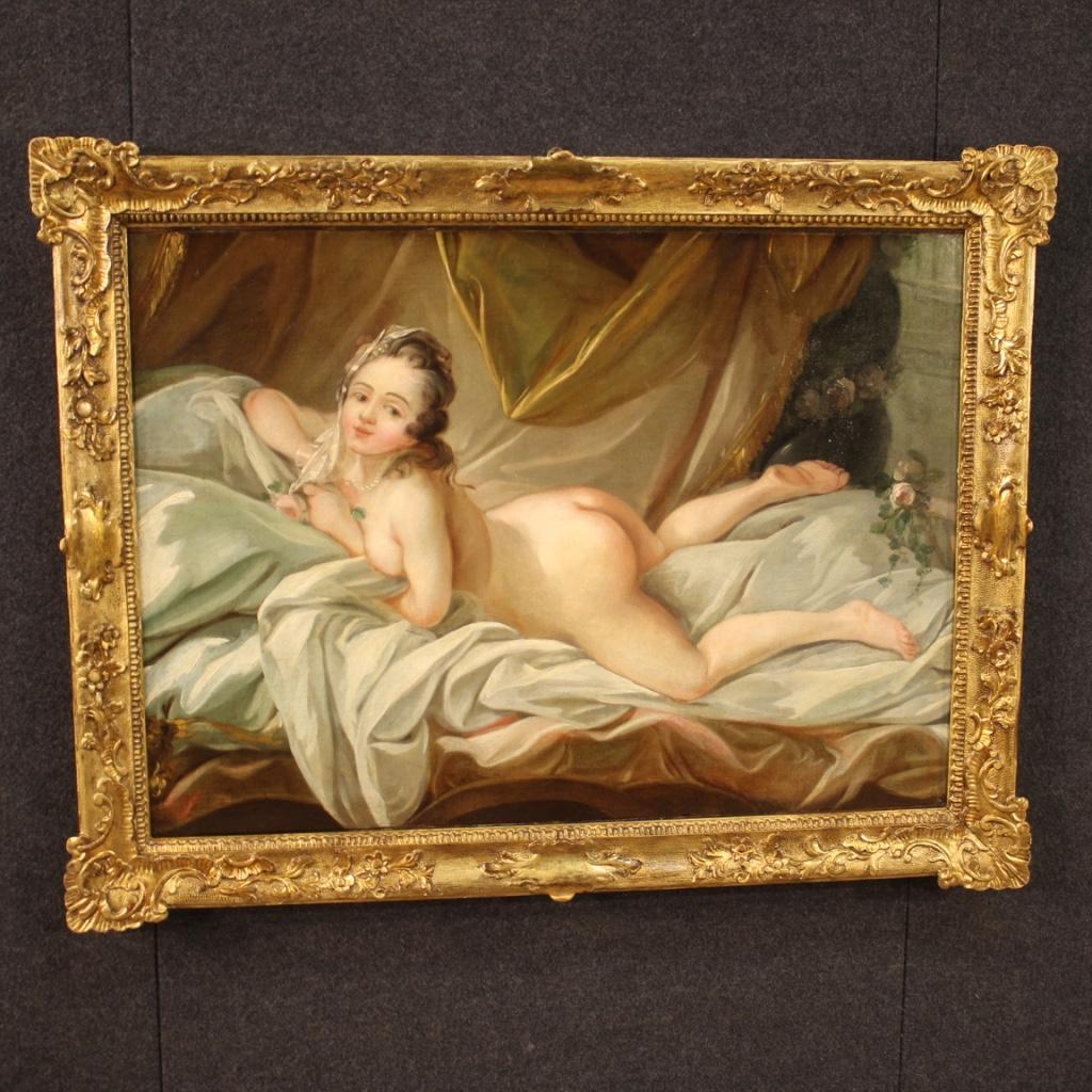 19th Century Oil on Canvas French Antique Female Nude Painting, 1820 2