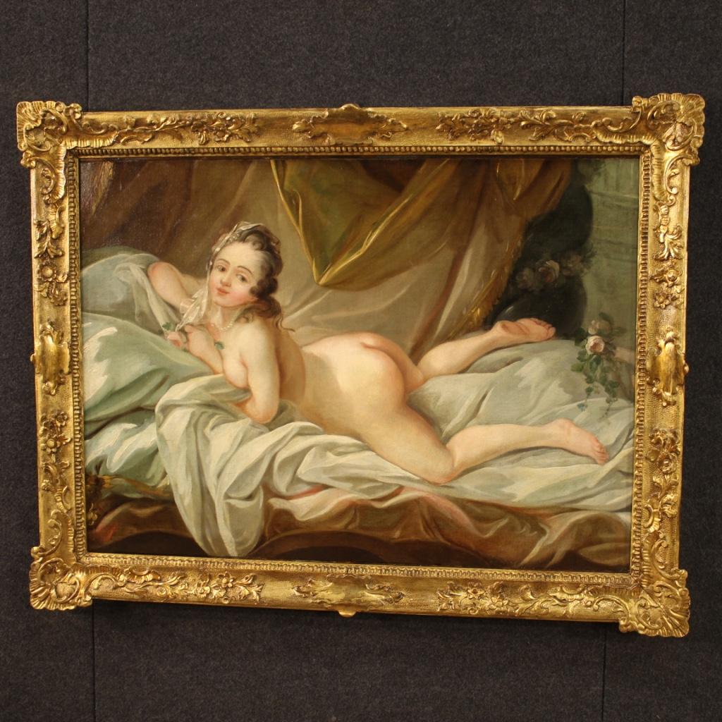 19th Century Oil on Canvas French Antique Female Nude Painting, 1820 3