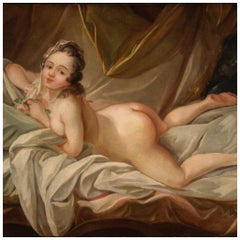 19th Century Oil on Canvas French Antique Female Nude Painting, 1820