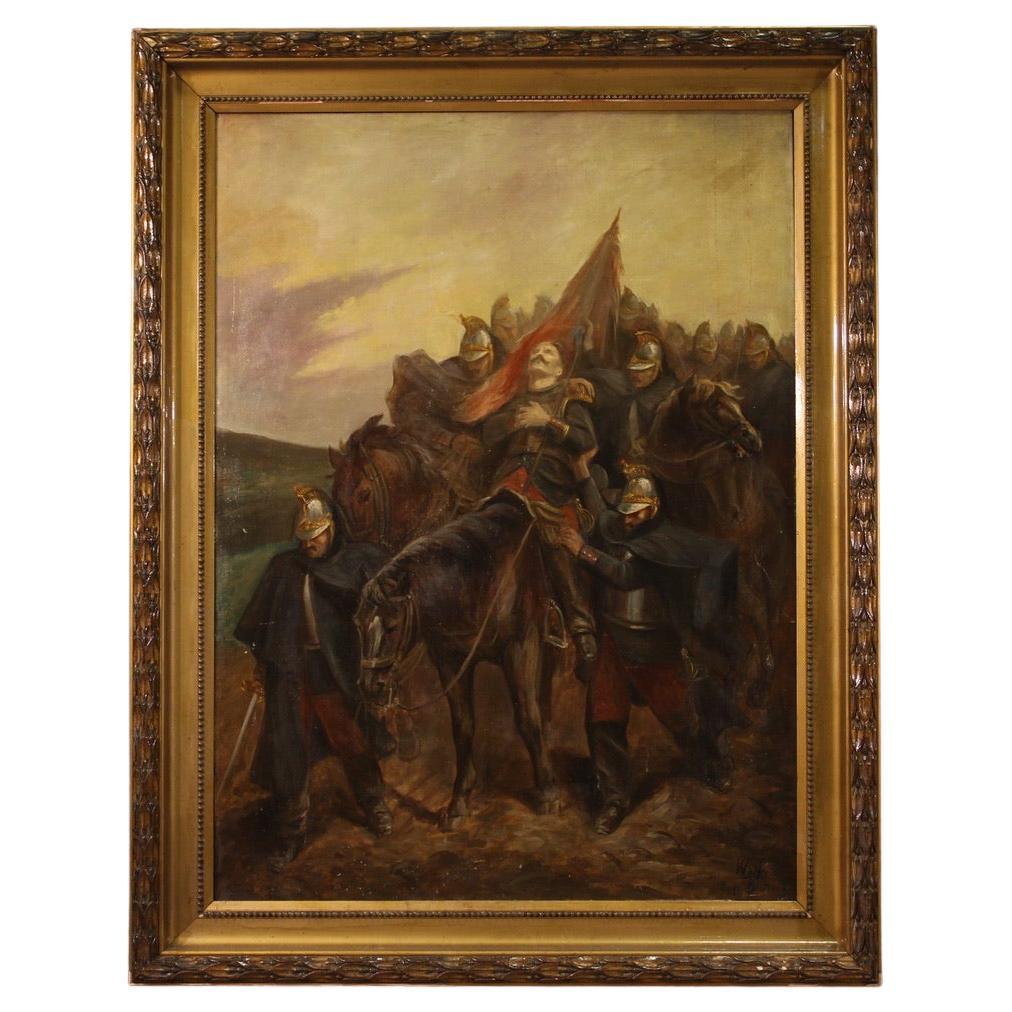 19th Century Oil on Canvas French Antique Painting Soldiers, 1880 For Sale