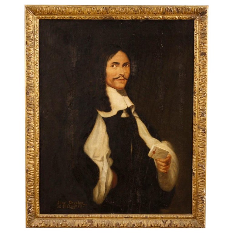 19th Century Oil on Canvas French Antique Portrait Painting, 1820 For ...