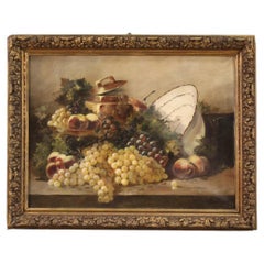 19th Century Oil on Canvas French Antique Signed Still Life Painting, 1880