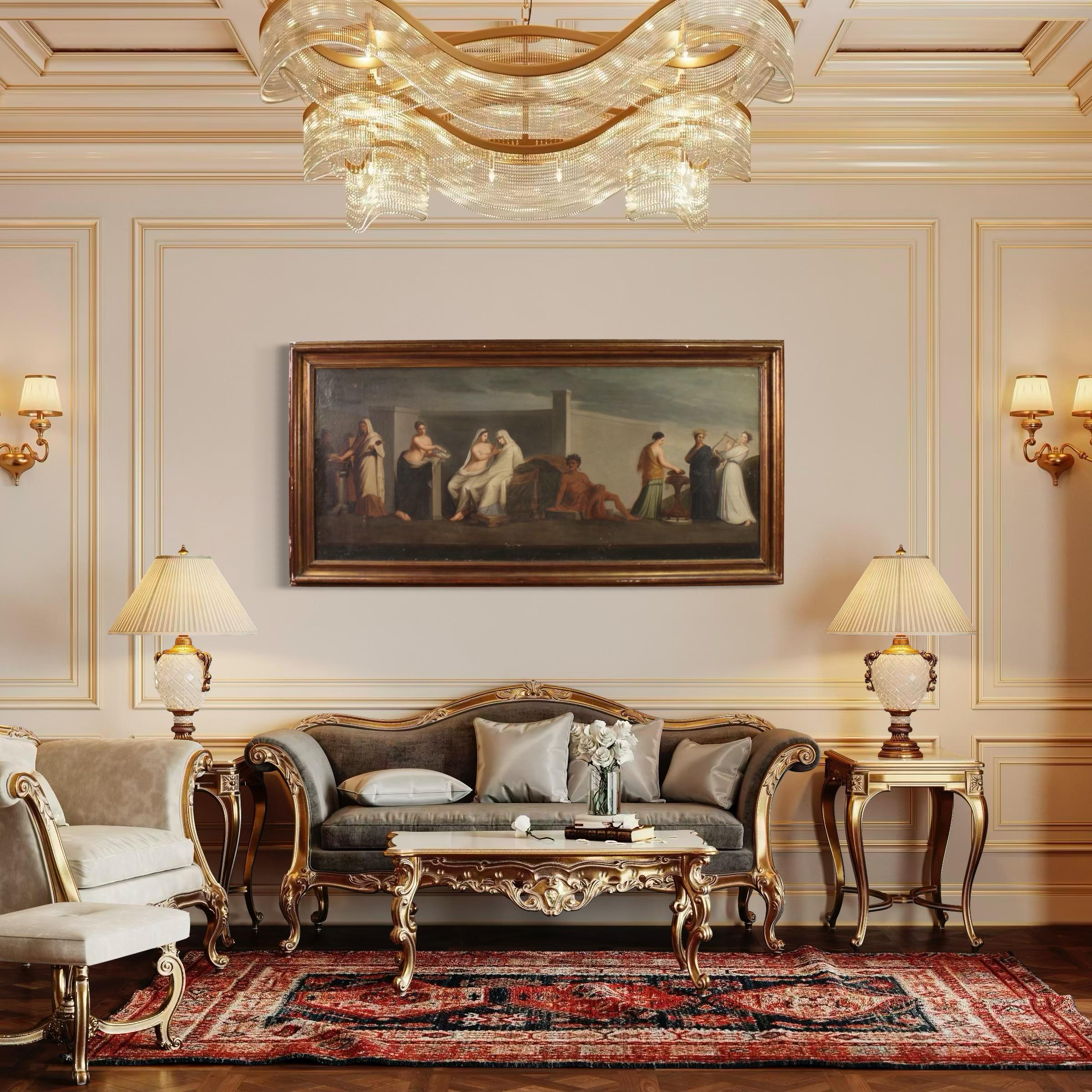 Olio su tela del XIX secolo Pittura mitologica francese Matrimonio Aldobrandini in vendita 6