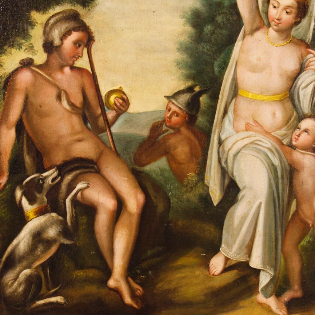 19th Century Oil on Canvas French Mythological Painting Judgement of Paris, 1850 In Good Condition In Vicoforte, Piedmont