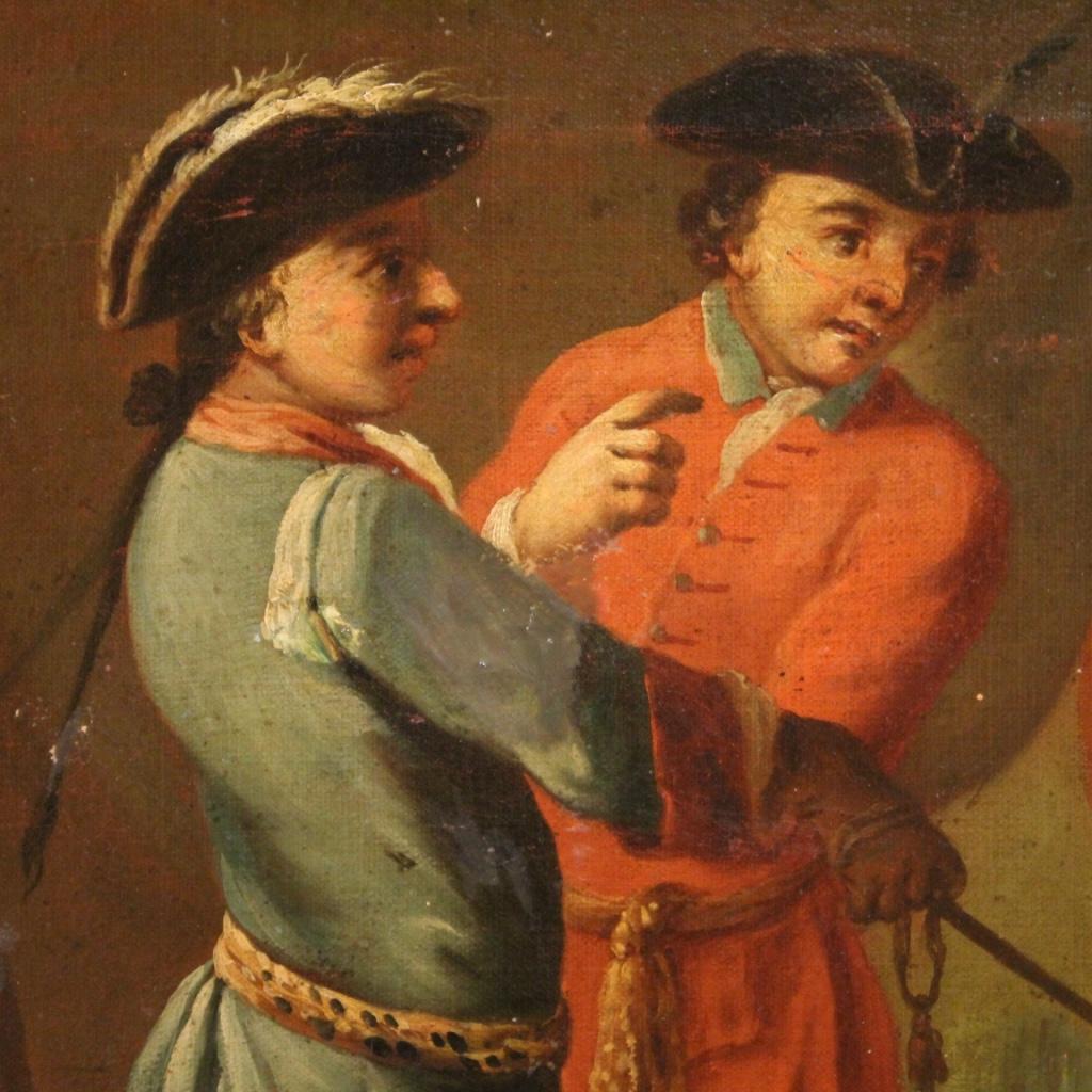 19th Century Oil on Canvas French Painting Camp with Soldiers and Horses, 1840 For Sale 7