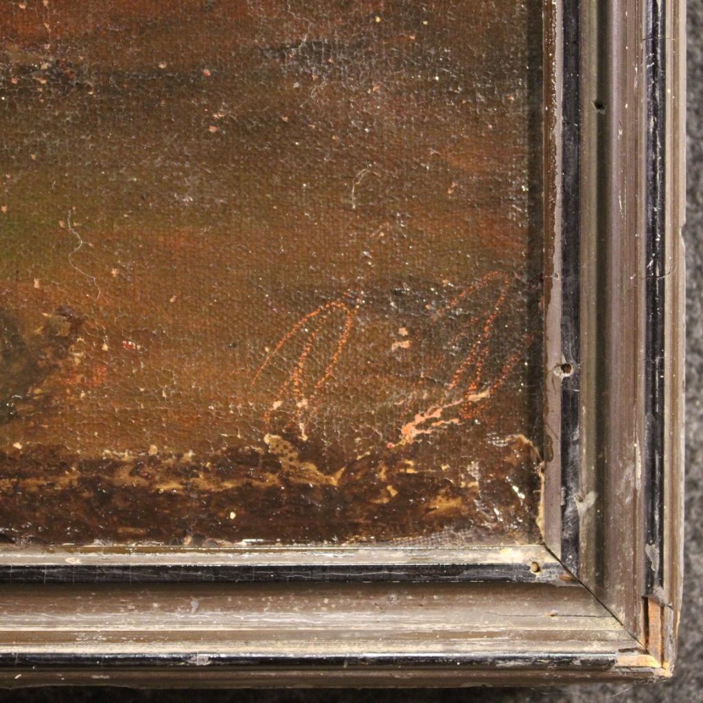 19th Century Oil on Canvas French Painting Camp with Soldiers and Horses, 1840 For Sale 2