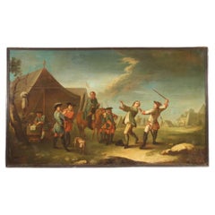 siglo XIX Óleo sobre lienzo Pintura francesa Campamento con soldados y caballos, 1840