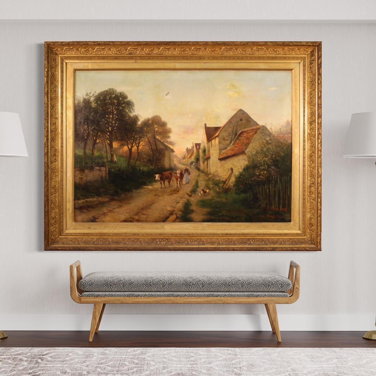 19th Century Oil on Canvas French Signed and Dated Landscape Painting, 1899 For Sale 9