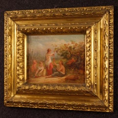 19th Century Oil on Canvas French Signed Antique Neoclassical Scene Painting