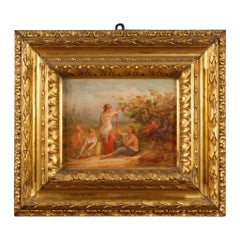 19th Century Oil on Canvas French Signed Antique Neoclassical Scene Painting