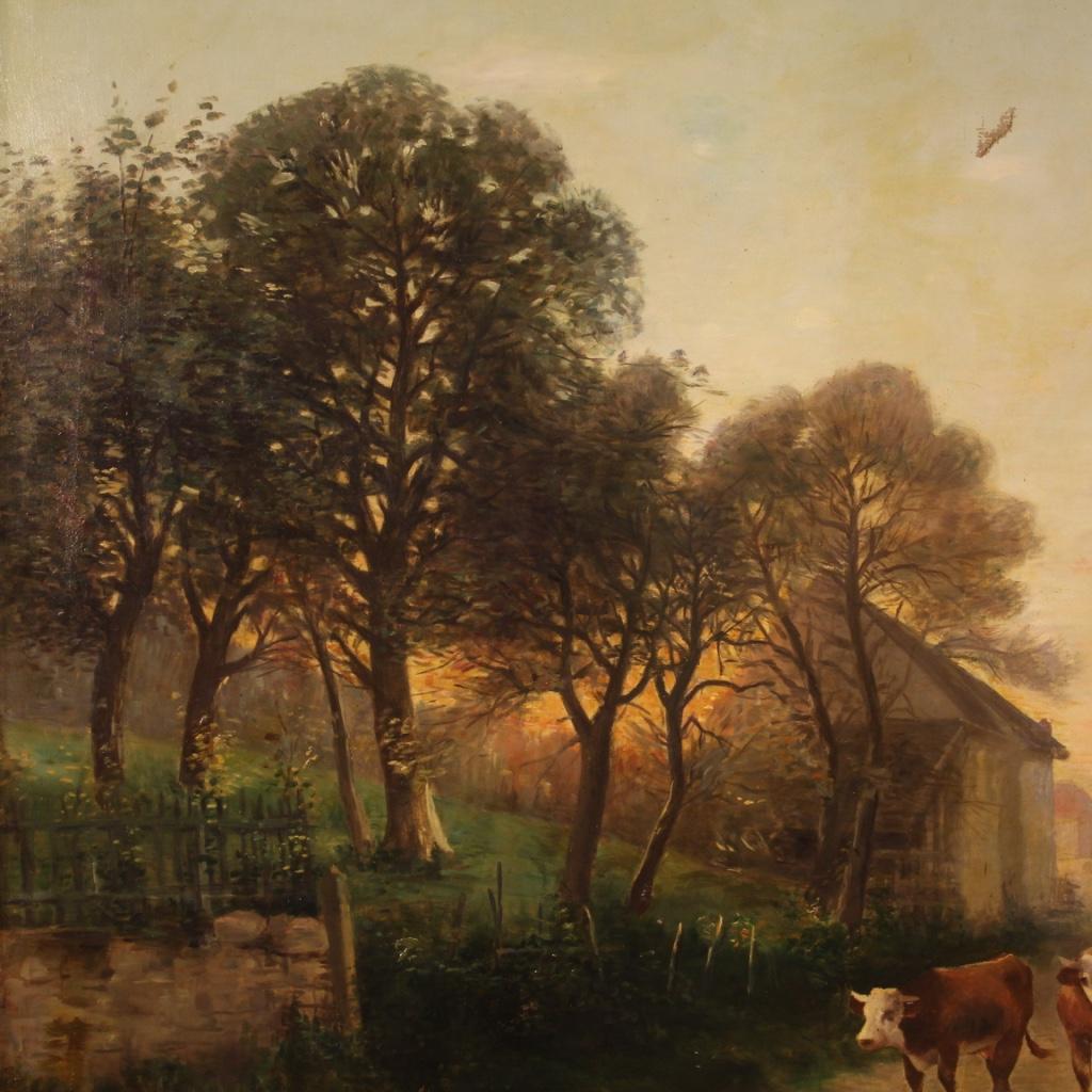 19th Century Oil on Canvas French Signed and Dated Landscape Painting, 1899 For Sale 2