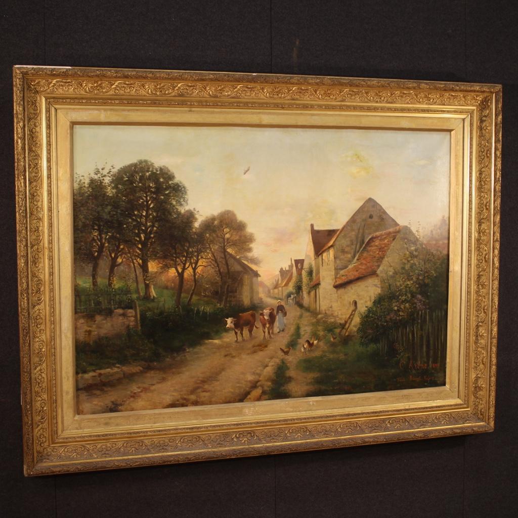 19th Century Oil on Canvas French Signed and Dated Landscape Painting, 1899 For Sale 4