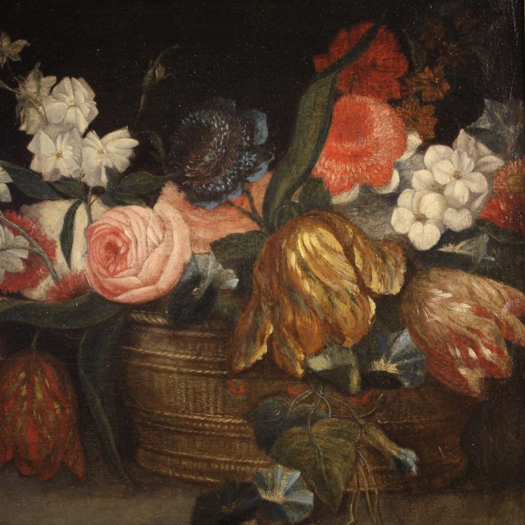 19th Century Oil on Canvas French Still Life Painting Fruit and Flowers, 1870 In Good Condition In Vicoforte, Piedmont
