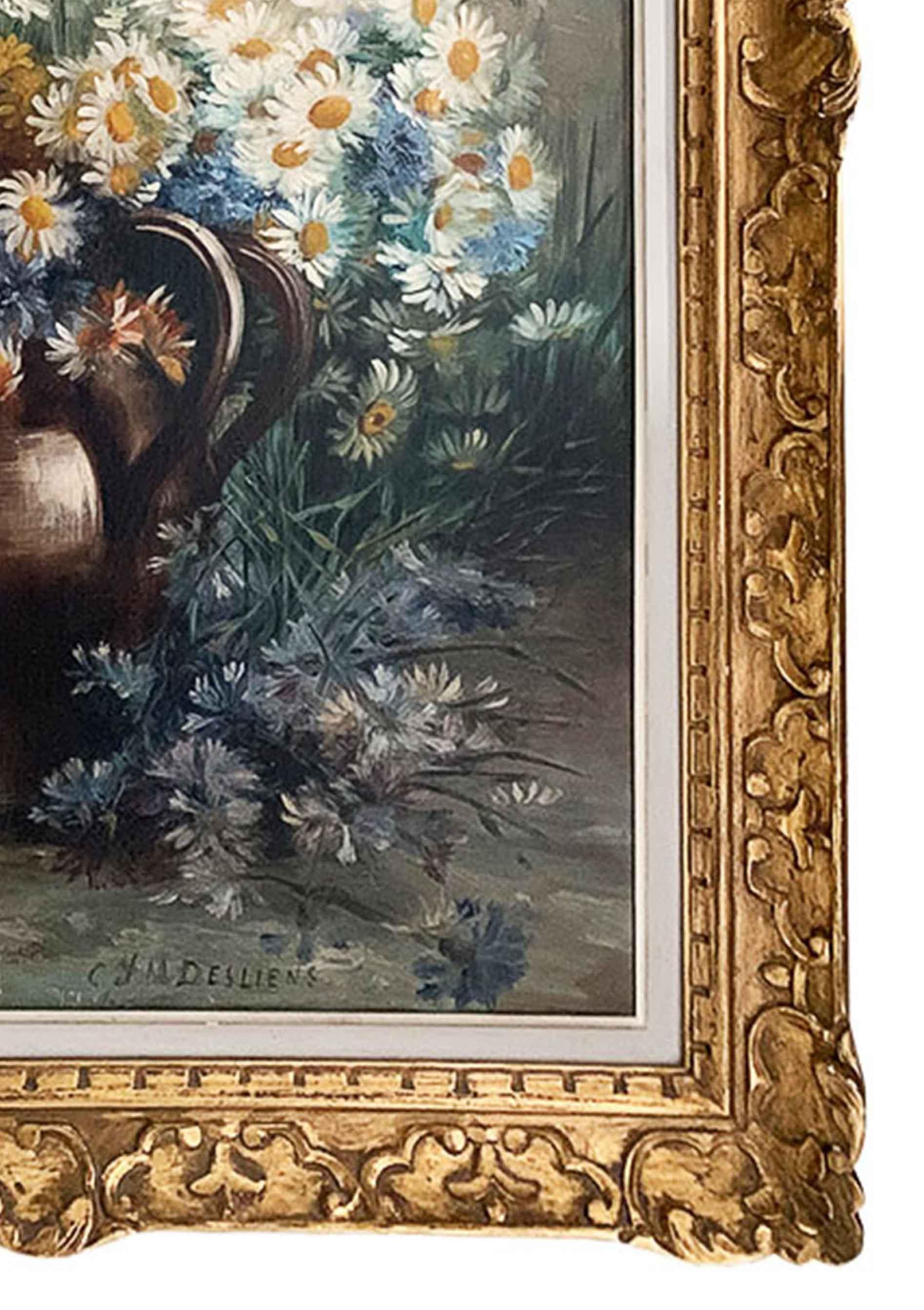 Hand-Painted 19th Century Oil on Canvas from Desliens Sisters Cécile and Marie 