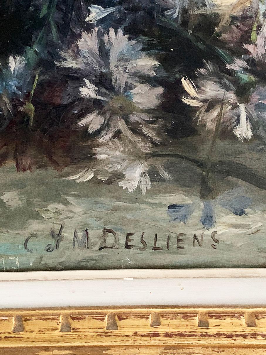 19th Century Oil on Canvas from Desliens Sisters Cécile and Marie 