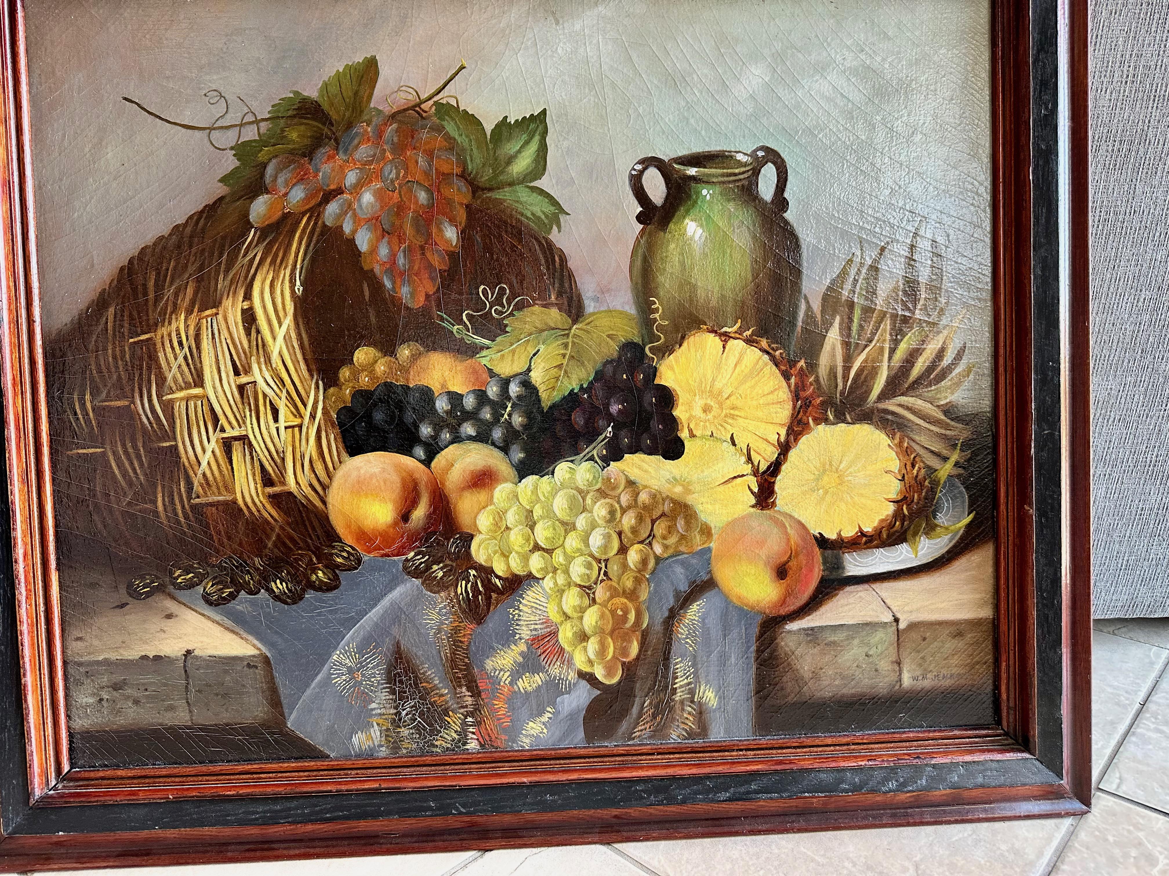 Siglo XIX Óleo sobre lienzo Bodegón de frutas Fines del siglo XIX en venta