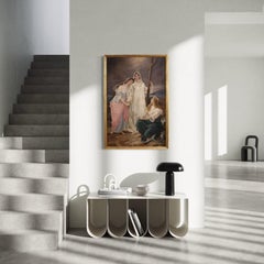 19th Century Oil on Canvas German Painting Allegory of Faith, Hope and Charity