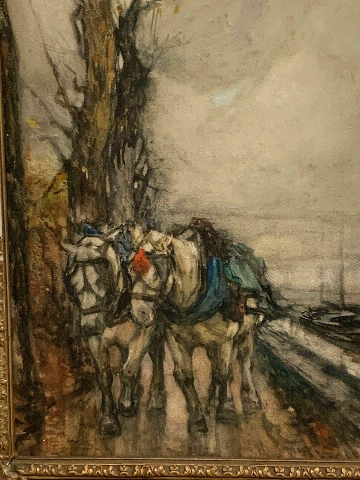 Painting executed in watercolor on cardboard, signed Paolo Sala (Milan, 1859 - 1929) on the lower left. The work depicts draft horses along the canals of Milan.
(55x76cm)
Paolo Sala (1859-1924) was an Italian painter who achieved national and
