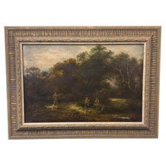 19th Century Oil on Canvas "In the Woodland Clearing"