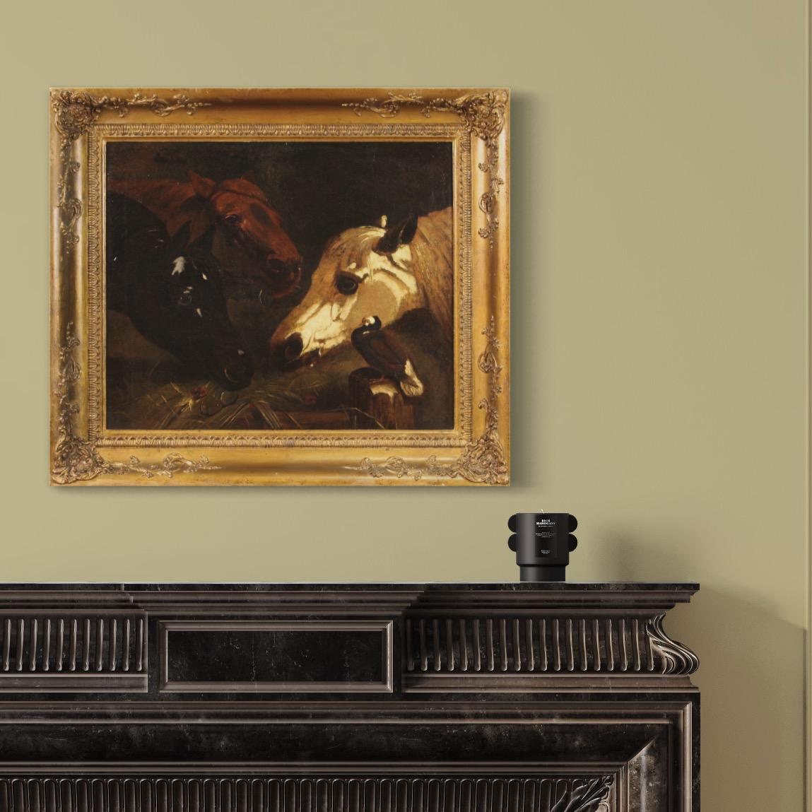 Huilé Huile sur toile du 19e siècle Peinture ancienne italienne Chevaux, 1820 en vente