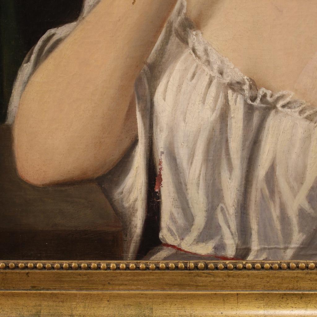 19. Jahrhundert Öl auf Leinwand Italienisch Antike Malerei Lady Portrait, 1850 im Angebot 8