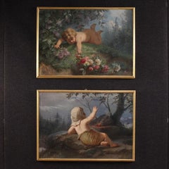 19th Century Oil on Canvas Italian Antique Painting Winter, 1890