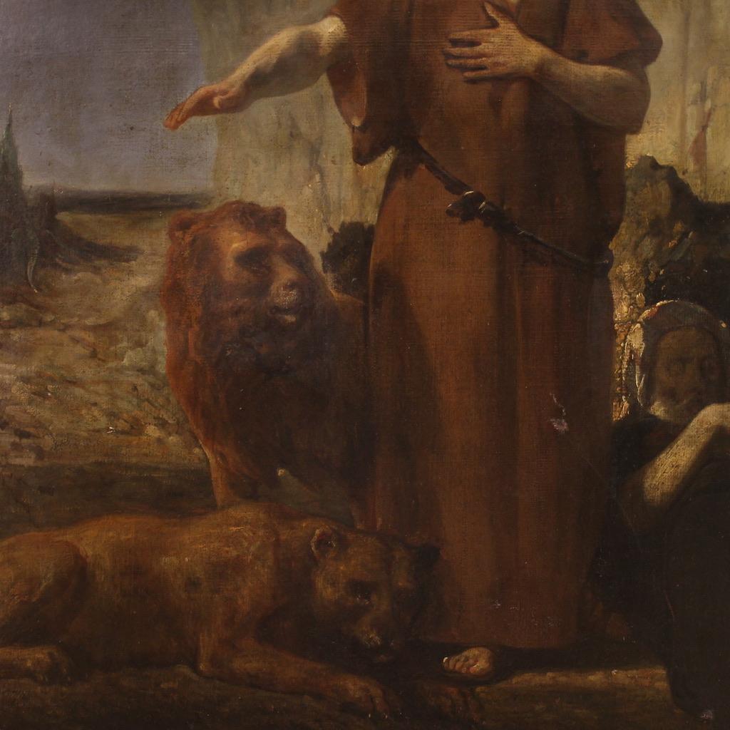 Antikes italienisches religiöses Gemälde, Öl auf Leinwand, 19. Jahrhundert, 1860 im Angebot 5