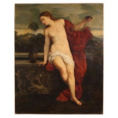 19th-Century Italian Antique Sacred Love Painting, Oil on Canvas, 1830