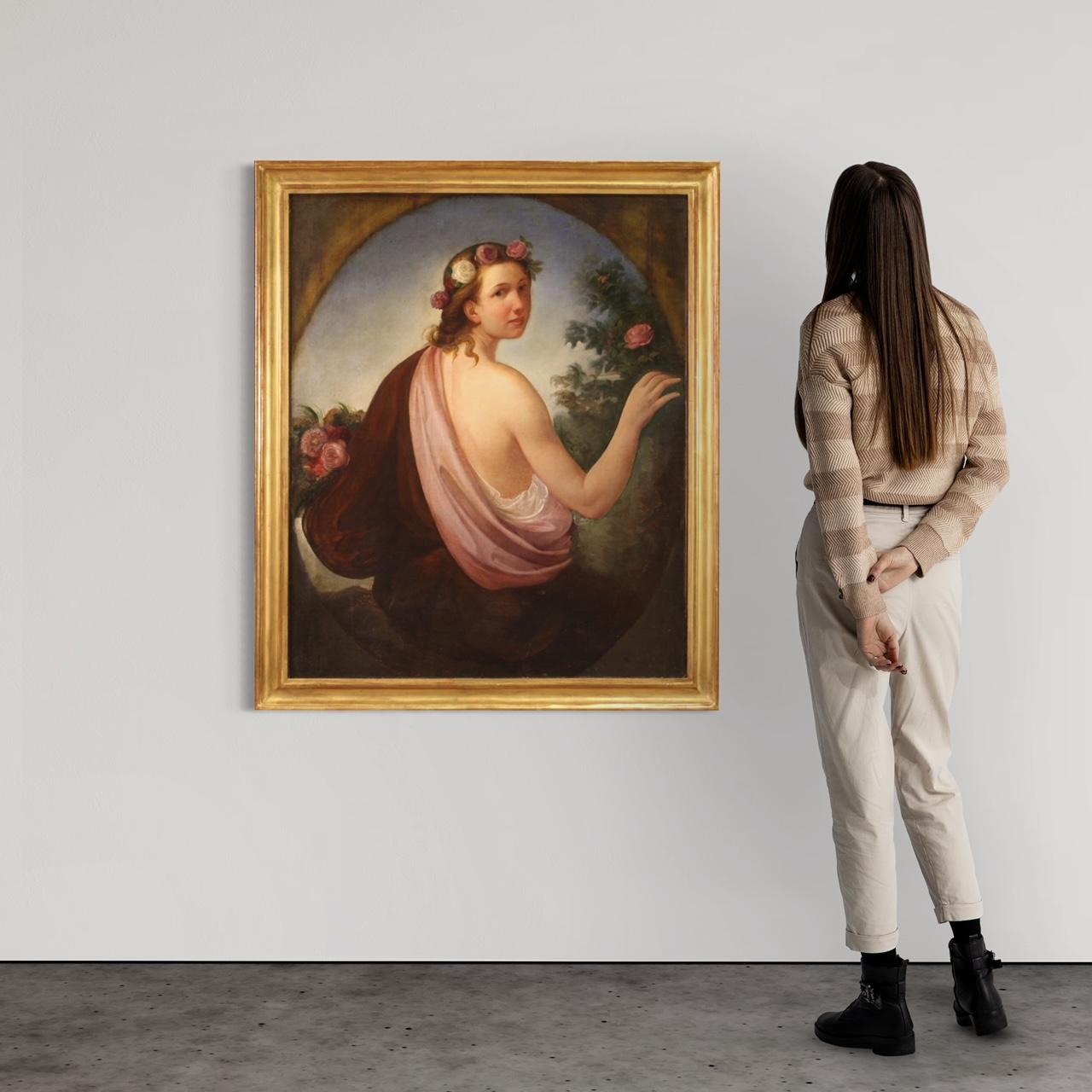19. Jahrhundert Öl auf Leinwand Italienisches Mädchenporträt Gemälde, 1820 (Italian) im Angebot