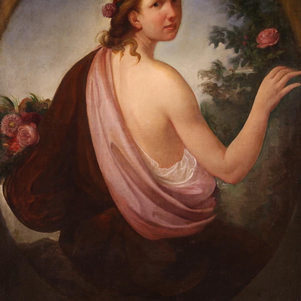 19. Jahrhundert Öl auf Leinwand Italienisches Mädchenporträt Gemälde, 1820 (Early 19th Century) im Angebot