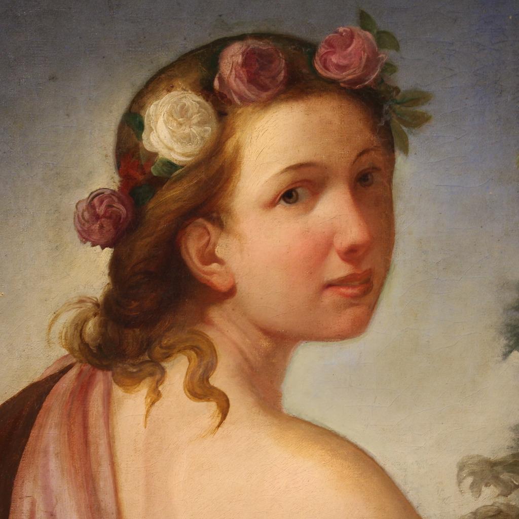 19. Jahrhundert Öl auf Leinwand Italienisches Mädchenporträt Gemälde, 1820 im Angebot 2