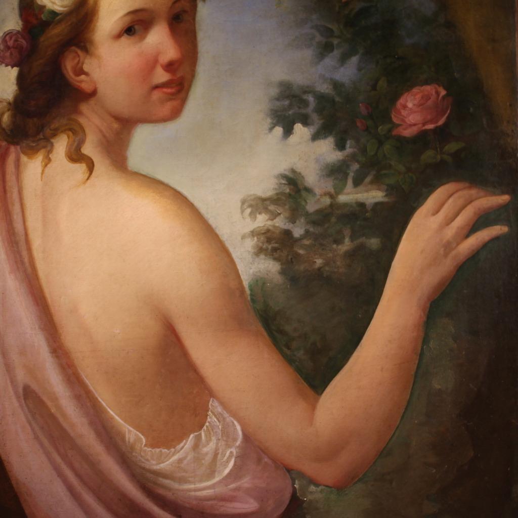19. Jahrhundert Öl auf Leinwand Italienisches Mädchenporträt Gemälde, 1820 im Angebot 3