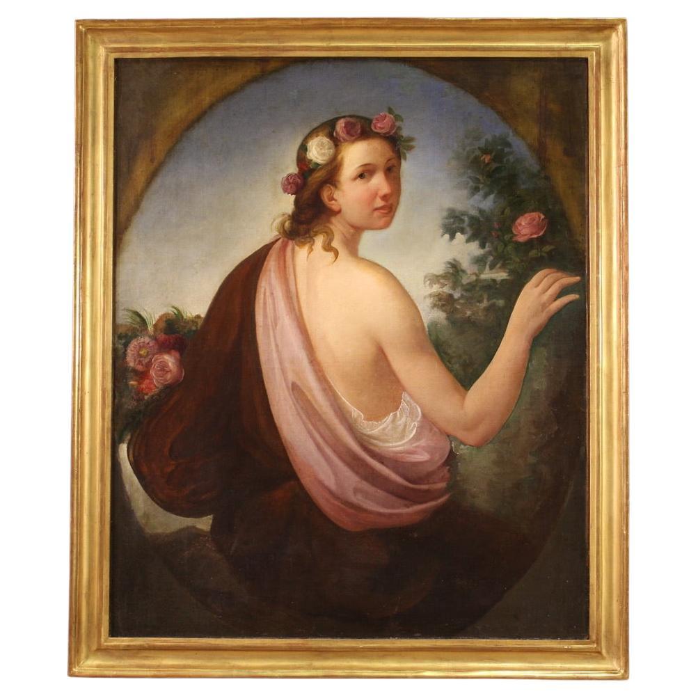 19th Century Oil on Canvas Italian Girl Portrait Painting, 1820